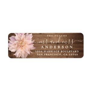 Toekomstig echtpaar Pink Dahlia Bloem Retouradres Etiket