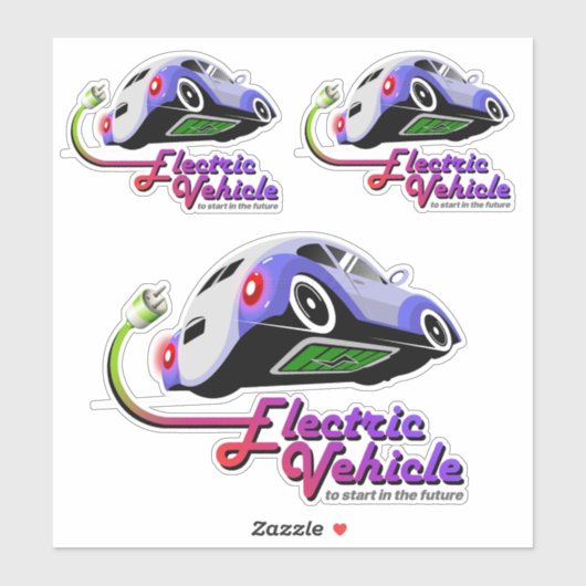 Toekomstig elektrisch voertuig | 8"x 8"- Glanzend  Sticker (Vel)
