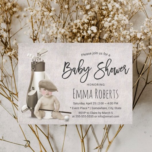  toekomstig Golfer Cute Caddy Golf Baby shower Kaart