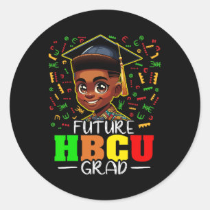 Toekomstig HBCU Afstuderen Black Boy Afstudeerder  Ronde Sticker