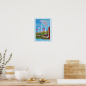 Toekomstig landschap met UFO's Poster (Keuken)