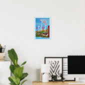 Toekomstig landschap met UFO's Poster (Thuiskantoor)