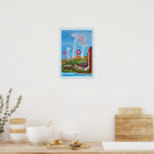 Toekomstig landschap met UFO's Poster (Keuken)