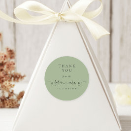 Toekomstig mevrouw Vrijgezellenfeest Sage Green Da Ronde Sticker