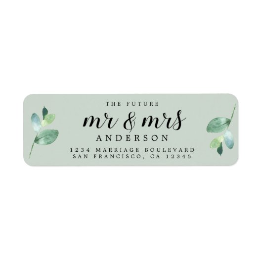 Toekomstig Mr. mevrouw Foliage Green retour adres  Etiket (Voorkant)