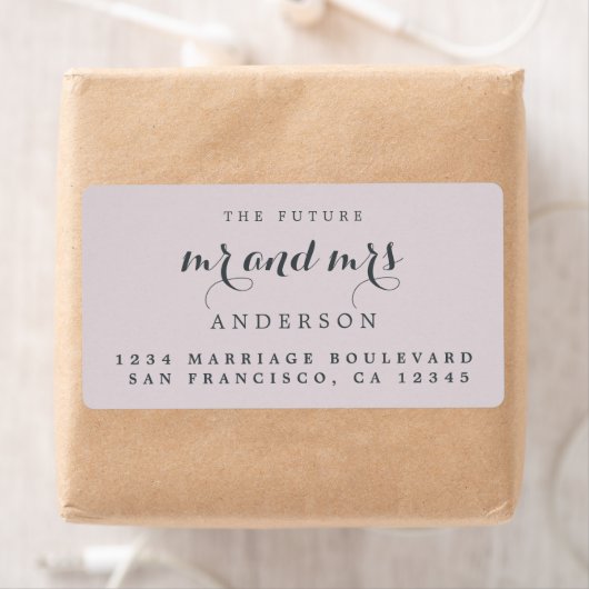 Toekomstig Mr Mrs Chic Script Huwelijks Retouradre Etiket (Insitu)