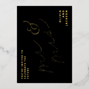 Toekomstig Mr & Mrs Script Foto Save the Date Folie Uitnodiging