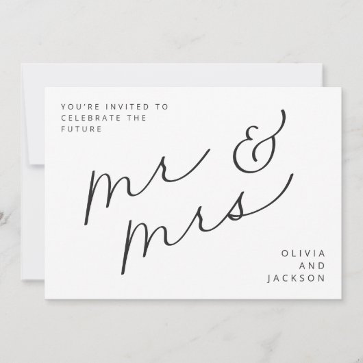 Toekomstig Mr & Mrs Script Foto Z/W Save the Date  (Voorkant)