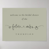 Toekomstig Mrs Arty Script Sage Welkom Vrijgezelle Poster (Voorkant)