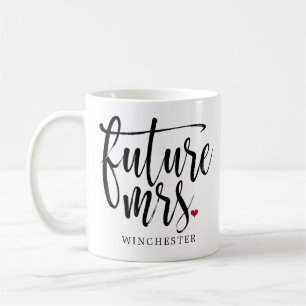 Toekomstig Mrs Modern geborsteld Zwart script Koffiemok