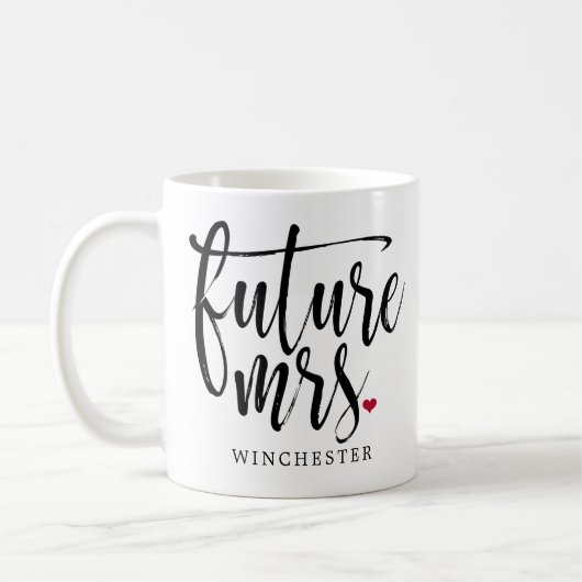 Toekomstig Mrs Modern geborsteld Zwart script Koffiemok (Links)