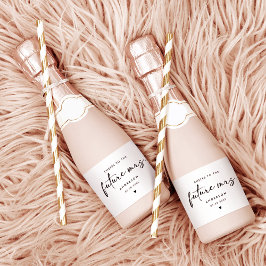 Toekomstig Mrs Modern Handschrift Script Sparkling Wijnetiket