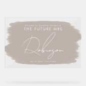 TOEKOMSTIG MRS Vrijgezellenfeest Welkom Paint Beig Acryl Bord (Voorkant)