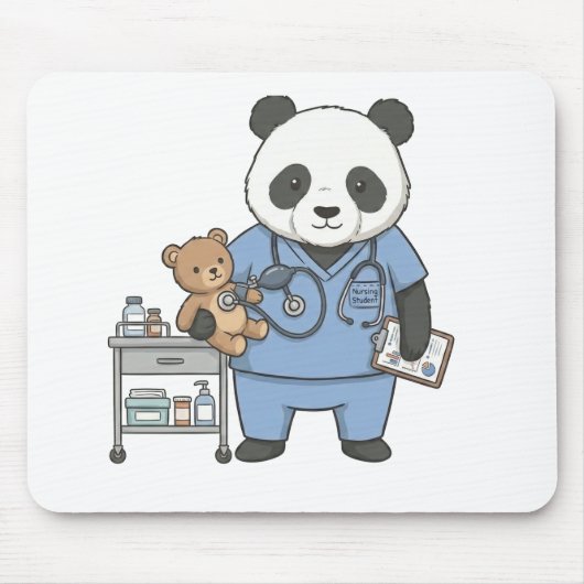 Toekomstig RN Panda: Schattige Geneeskunde Student Muismat (Voorkant)