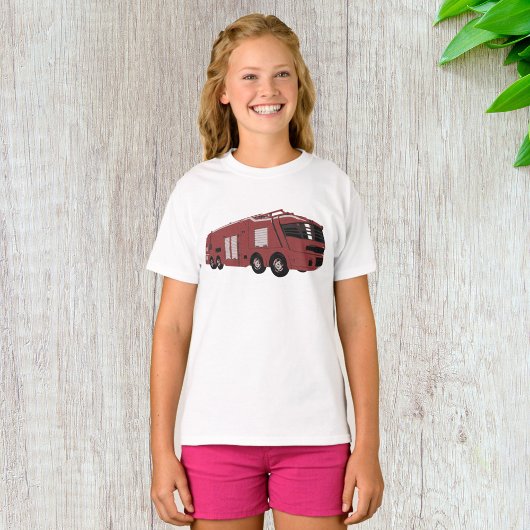 Toekomstig rood sciencefiction-commando voertuig t-shirt