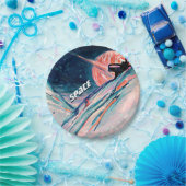 Toekomstig startpunt in de ruimte papieren bordje (Feest)