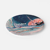 Toekomstig startpunt in de ruimte papieren bordje (Gekanteld)