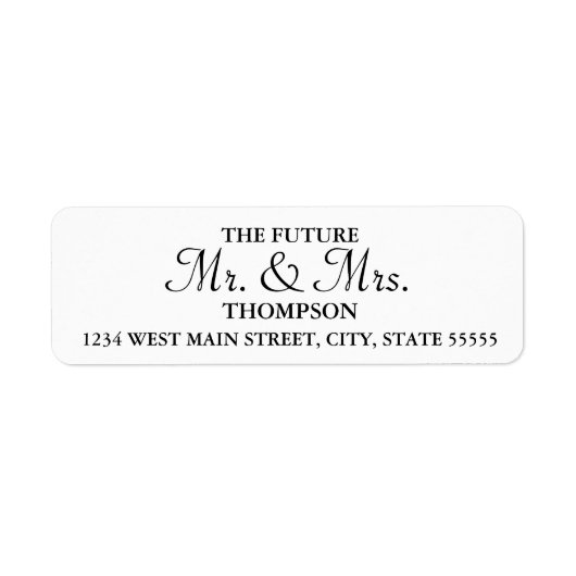 Toekomstig terugzendlabel voor bruid- en bruinwedd etiket (Voorkant)