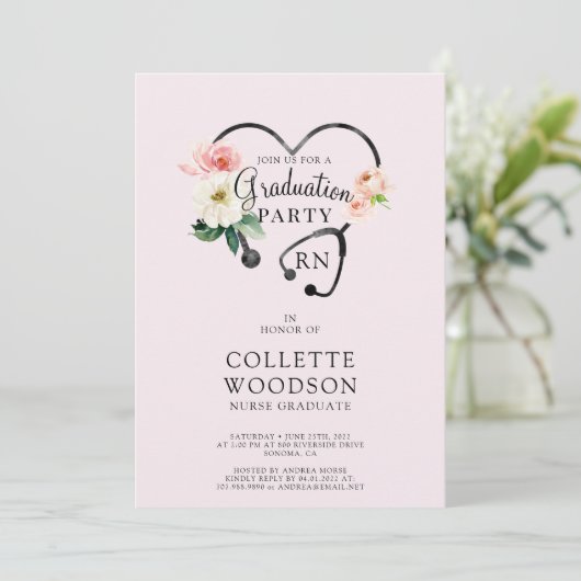 Toekomstig Verpleegkundige Afstuderen Bloemen Stet Kaart (Staand voorkant)