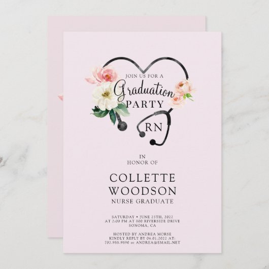 Toekomstig Verpleegkundige Afstuderen Bloemen Stet Kaart (Voorkant / Achterkant)