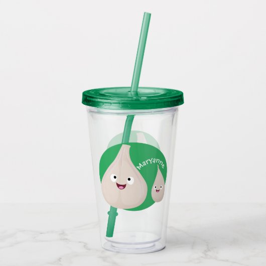 Toekomstige afbeelding van knoflook cartoon acryl drinkbeker (Achterkant)