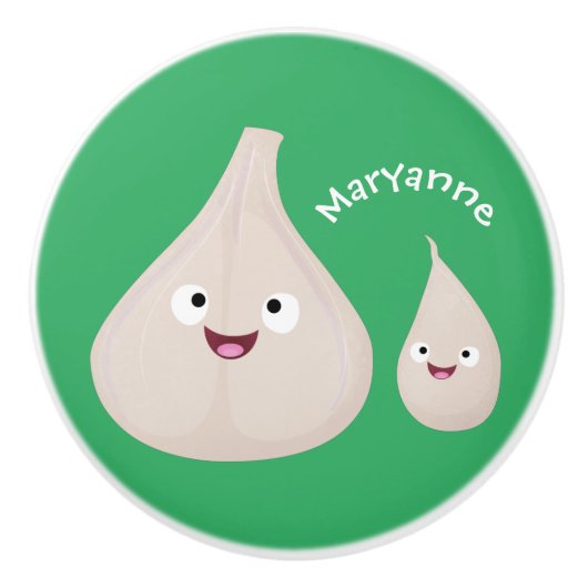 Toekomstige afbeelding van knoflook cartoon keramische knop (Voorkant)