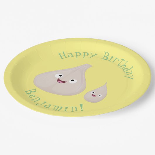 Toekomstige afbeelding van knoflook cartoon papieren bordje (Gekanteld)