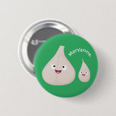 Toekomstige afbeelding van knoflook cartoon ronde button 5,7 cm (Voorkant /achterkant)