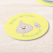 Toekomstige afbeelding van knoflook cartoon ronde kartonnen onderzetter (Gebogen)