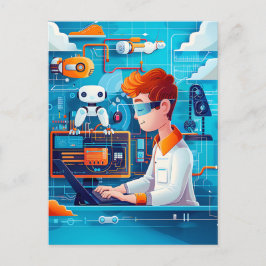 Toekomstige AI en robotica dromen voor kinderen Feestdagenkaart