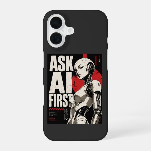 Toekomstige AI Robot Humanoïde Tech Design iPhone 16 Hoesje (Achterkant)