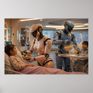 Toekomstige AI Robot Verzorger Poster