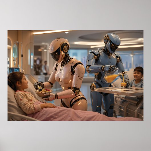 Toekomstige AI Robot Verzorger Poster (Voorkant)
