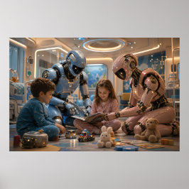Toekomstige AI Robot Verzorger Poster