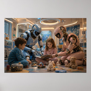 Toekomstige AI Robot Verzorger Poster