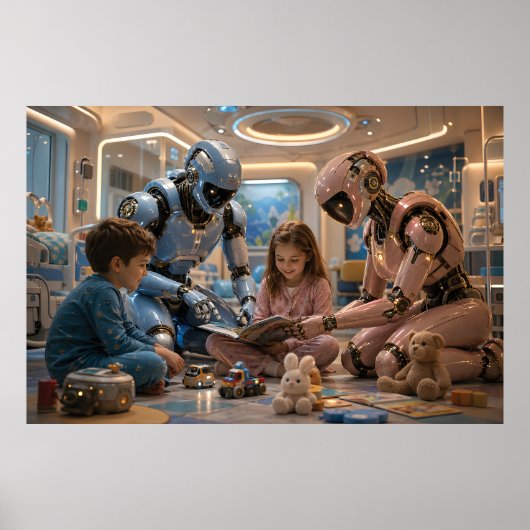 Toekomstige AI Robot Verzorger Poster (Voorkant)