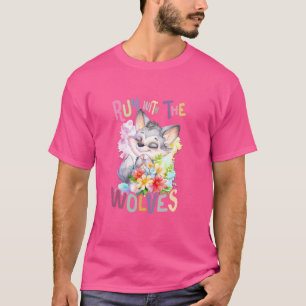 Toekomstige alfa wolf met bloemen schattige wolven t-shirt