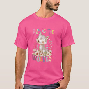Toekomstige alfa wolf met bloemen schattige wolven t-shirt