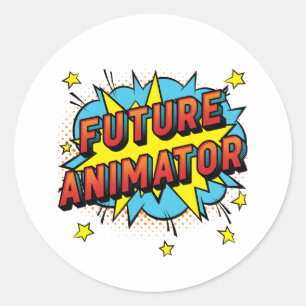 Toekomstige animatie-bewegende beelden ronde sticker