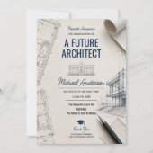 Toekomstige Architect Blueprint Afstudeeraankondig Aankondiging (Voorkant)