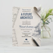 Toekomstige Architect Blueprint Afstudeeraankondig Aankondiging (Staand voorkant)