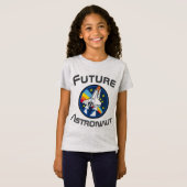 Toekomstige Astronaut, Girl Power STEM, blauw T-shirt (Voorkant volledig)