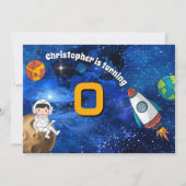 Toekomstige astronaut in de ruimte met raketbeschi kaart (Achterkant)