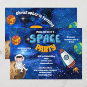 Toekomstige astronaut in de ruimte met raketbeschi kaart (Voorkant / Achterkant)