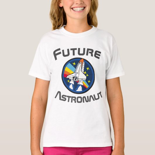 Toekomstige Astronaut, Meisje Power STEM, blauw 2 T-shirt (Voorkant)