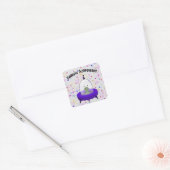Toekomstige astronaut met Cute Cartoon Space Alien Vierkante Sticker (Envelop)