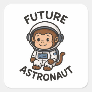 Toekomstige astronaut - Schattigee ruimteaap Vierkante Sticker