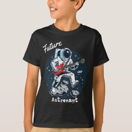 Toekomstige Astronaut Space Plays Cool Guitar T-shirt (Voorkant)