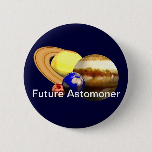 Toekomstige astronoom met zonnestelsel ronde button 5,7 cm (Voorkant)