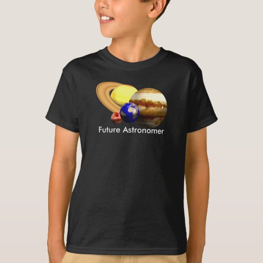 Toekomstige astronoom met zonnestelsel t-shirt (Voorkant)